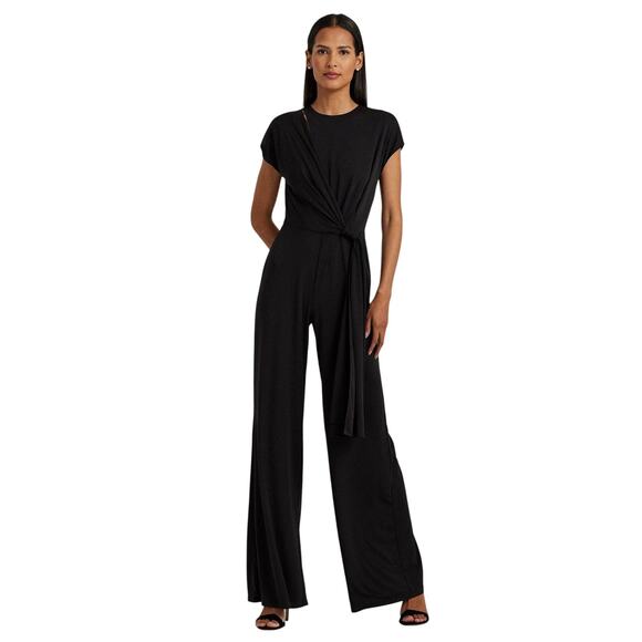 Lauren Ralph Lauren Womens 10 Dinfell Tie Front Jersey Wide Leg